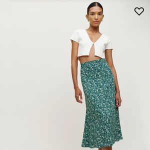 Reformation Bea Midi Floral Skirt - size 4- green